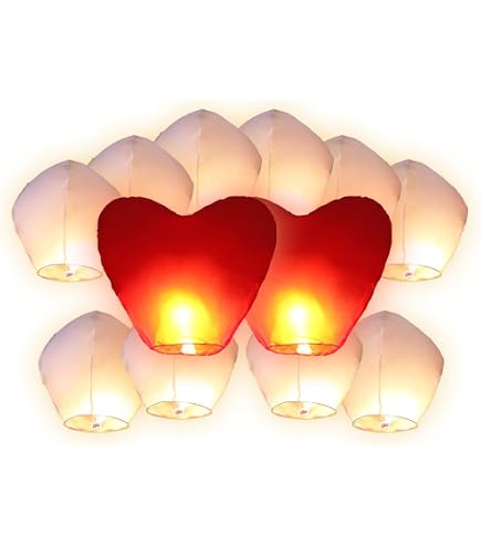 Lanterne Cinesi Cuore Lanterne Volanti A Forma Di Cuore - 5 Pezzi Rossi | Per Matrimoni E Feste Lanterne Cinesi Catalogo - 5