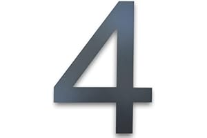 MOLVCE Numer domu ze stali nierdzewnej Wysokość: 20cm, nowoczesna tablica z numerem domu na zewnątrz RAL 7016 antracyt, grubość 2 mm, metal numer ulicy ze stali nierdzewnej - Arial, numer 4