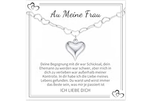 Gamtic Kette Damen mit Herz Anhänger - Silber 18K Vergoldet Wasserfeste Antioxidation Edelstahl Herz Halskette Damen 45cm Länge Kette Schmuck Geschenk für Frauen Mädchen