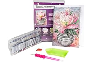 Ideen mit Herz Diamond-Painting-Grußkarte | Strass-Edition | Din B6 | 370 g/m² | inkl. Steine, Umschlag & Werkzeug … (Magnolie in Vase 02)