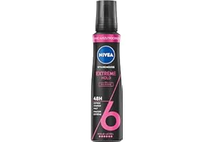 BEIERSDORF NIVEA Extreme Hold Mousse coiffante nourrissante avec protection thermique, panthénol et vitamine B3, fixateur capillaire pour 48 h pour une tenue extrêmement forte (niveau 6), mousse coiffante (150