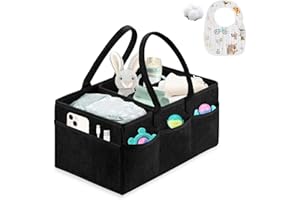 Esoes Baby Wickeltasche Organizer Filz Tragbare Windel Filztasche Faltbar Taschenorganizer für Neugeborene Mütter Verwendet, um Windeln, Papiertücher und Babyflaschen zu Speichern (Schwarz)