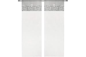 emmevi Tende Coppia Finestra Porta Interno Tessuto Shabby Chic MOD.Tenda Margherita 1 CONF 60X150 Grigio