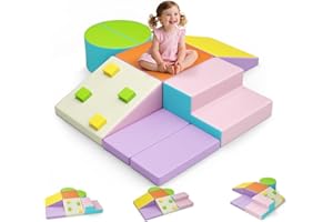 Lischwert Schaumstoff Bausteine Kinder Softbausteine Klettern Riesenbausteine Motorik Großbausteine Kinder Montessori Spielzeug für Indoor-Spaß, Baby Soft Playset (JM-HXT11-Macarons)