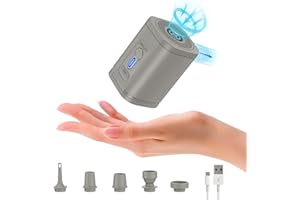 HUGERSTONE Electric Air Pump for Inflatables, Portable Rechargeable 1200mAh Battery for Space Hopper Exercise Ball, Inflate Deflate Mini Pumps for Pool Floats Air Bed, Air Mattress Yoga Balls Vacuum Storage Bags