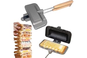 CHRRAPTE Breakfast Sandwichmaker,Wendepfanne,Toaster Camping,Removable doppelpfanne Sandwich Maker, mit Griffen Doppelseitige Grillpfanne für Sandwich Panini Toast