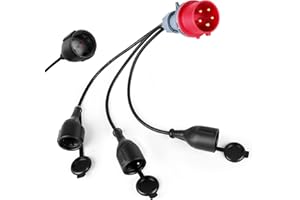 FUUTILAKE CEE Adapter Starkstrom Verteiler 400V 16A Stecker auf 3 x 230 V Kupplung Verlängerungskabel 5-polig,Camping Stecker Adapter CEE-Adapterleitung für Caravan, Baustelle, Industrie & Außenbereich