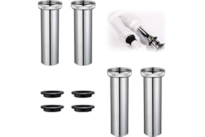 JIDRMC 4 Stück Siphon Abflussrohr Waschbecken, 200mm Edelstahl Tauchrohr Siphon Syphon, 300mm Verstellrohr Tauchrohr Verlängerung, Flaschensiphon für Ablaufgarnitur Waschbecken