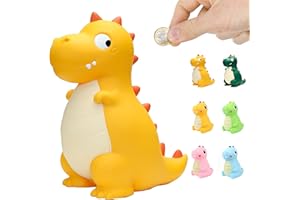 LEcylankEr Salvadanaio Dinosauro Bambini Contamonete Regalo di Compleanno per Ragazza Ragazzo Materiale in PVC di Sicurezza Buono per Decorazione, Diocattolo, Regalo (giallo)