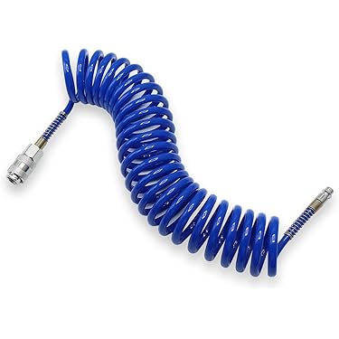 CNCYEAH 9m PU Persluchtslang Spiraal - 6,5mm Binnen / 10mm Buiten Met Snelkoppeling Voor Compressor En Gereedschap