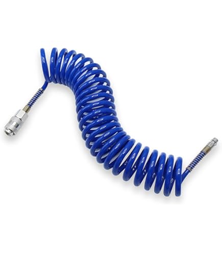 Tuyau Spiralé Air Comprimé PU 8 Mètres - Diamètre 5x8 Mm, Pression Max 16 Bars, Avec Coupleur Rapide 1/4"