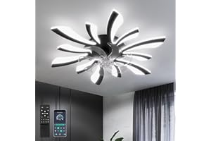 ‎YUNLONG YUNLONG 78cm Deckenventilator mit Beleuchtung DC Großer Deckenlampe mit Ventilator und Fernbedienung Dimmbar Sommer/winter Deckenventilator mit Lampe Leise Moderne für Schlafzimmer Wohnzimmer,Schwarz