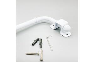 DESIGN CRAFT INTERIORS Extendable Curtain Rod Poles Ball Type Without Rings - Swinging Arm Drapery Rods for Insulation of Doors or Windows Made with Durable Brass Material (F. White, 60 x 110CM)