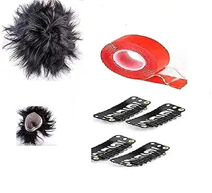 KAVIN Human Hair Toupee/Wig (USA Base Patch) with 4 Patch Clips and 1 Patch Tape for Men and Boys (Natural Black, 9*6)