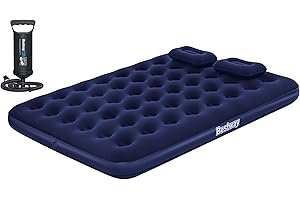 PAVILLO Bestway Aeroluxe Queen 67374 - Colchón Hinchable Doble, Almohadas Azul, 150 x 200 cm