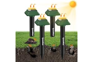 BUBBACARE 4 Paquets Repulsif Chat Exterieur, 7500 Pieds Carrés Distances Efficaces Solaire Repulsif Chat Ultrason avec Indice d'étanchéité et IP66 pour Taupes, Rats, Serpents, Lièvres