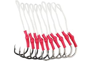 SHADDOCK 50stk Assist Angelkaken,Edelstahl 420 Assist Jig Haken mit Super Starke PE Angelschnur Zum Meeresangeln, Salzwasserfischen