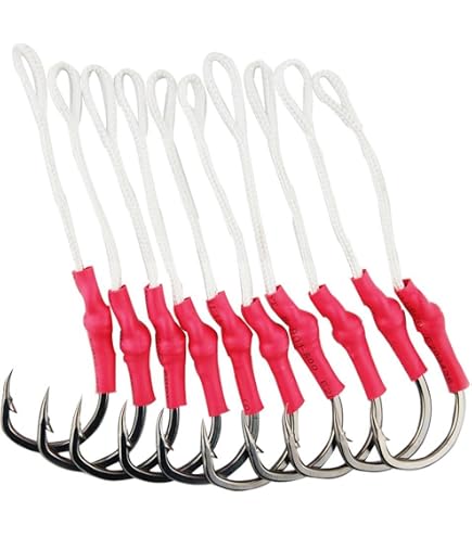 50pcs Fishing Assist Hooks Kit - Saltwater Jigging Hooks, Carbon Steel Circle Hooks With Flash Tassel - View #9