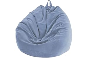 Highdi Puff Salon Adulto 100 x 120 CM Sin Relleno, Grande Puff Gamer - Material de Pana, Duradero y Cómodo, Azul Oscuro Gigante Bean Bag Chair para Salón, Dormitorio y Sala de Juegos