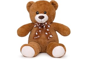 SNOWOLF Osito de peluchelindo Peluche con Ojos de botón Peluche Suave Lindo Osito muñeca Regalo de Juguete Infantil cumpleaños niño niña Navidad San Valentín (40 cm, marrón Oscuro)