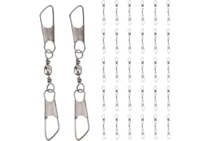 SUPERFINDINGS 30 pièces Émerillons à Double Pression en Acier au Carbone Connecteur de Roulement de Pêche Connecteur d'eau Salée Émerillons de Pêche Matériel de Pêche 89mm