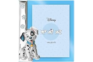 VALENTI & CO. Disney Baby La Carica dei 101, Cornice per Foto in Argento da Tavolo o Comodino con Dettaglio 3D Cane Dalmata Lucky per la Cameretta del Bambino, Idea Regalo Battesimo o Compleanno