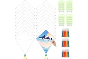 ITOYX DIY Blank Kites 20 Packs, Bulk Kites DIY Kit for Kids DIY Decorating Coloring,Blank Making Craft Kit for Kids Aged 4+ 24PCS Watercolor Pens