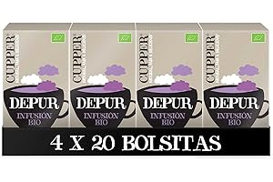 CUPPER - Bolsitas De Infusiones Ecológicas Depur - Propiedades Depurativas Y Diuréticas - Contiene Hibisco, Ortiga Y Raíz De Regaliz - Apto Para Vegano, 20 Unidad ( Paquete De 4)