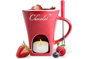 Baoblaze Tasse Fondue Chocolat Fondue Chocolat 130 ML, Appareil a Fondue Chocolat Bougie, Mug Fondue Chocolat Services à Fondue au Chocolat, Fondu Chocolat Tasse à Fondue au Chocolat, Rouge