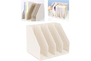 DoocliB Foldable Magazine File A4 Zeitschriftenhalter. Zusammenklappbares Bücherregal. Aktenmagazinhalter mit 4 Fächer, Für die Organisation und Aufbewahrung im Büro. erweiterbar Freedom