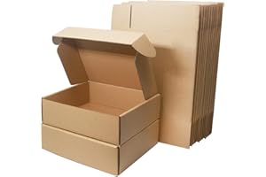 STRBOXONG Klein Versandkartons für Postversand, 250x200x70mm Versandtaschen Warensendung, Braune Verpackungskartons für Geschäft, Aufbewahrung oder Geschenkbox, aus Wellpappe(10 Stück)
