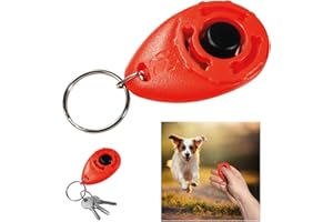 POWERSELL SRLS Clicker para perros con llavero, adiestramiento y formación, entrenamiento para perros, gatos, caballos, agarre fácil, adiestra a un comportamiento correcto (rojo)