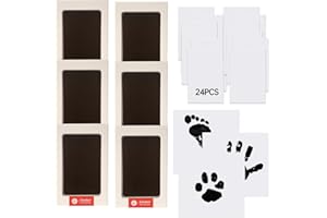 Liuer Baby Hand and Footprint Kit, 6 Inkless Ink Pads, 24 Imprint Cards,Inkless Hand & Footprint kit,Baby Footprint Kit & Handprint Kit for Newborns, Family Keepsake(Black)
