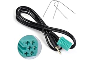 Jack Audio 3,5 mm MP3 iPod iPhone 1.5 m entrée auxiliaire câble adaptateur autoradio pour Renault ClioespaceKangooLagunaMeganeScenicTraficTwingo (tous les modèles 2005 à 2012) avec deux U
