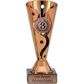 Deitert Trophy in Gold, Silver or Bronze – Trophy Engraved with Desired Text and Sports Emblem – 15 cm Sports Trophy with Mar