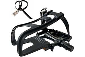 COZYROOMY Bike Pedals with Clips and Straps, for Exercise Bike, Spin Bike And outdoor bicycles, 9/16-Inch Spindle Resin/Alloy Bicycle Pedals, Half year warranty