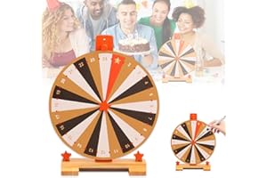 WDKXCN Rueda de la Fortuna, 37 CM Rueda de la Fortuna de Madera, 24 Ranuras, con Tablero y Bolígrafo Borrable para Fiestas de Carnaval, Juegos de Palabras, Halloween, Navidad