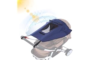 Furforstk sombrilla carro bebe universal con protección UV 50+ parasol carro bebe impermeable parasol carrito universal con mirilla y alas de sombra, capota universal silla paseo Azul