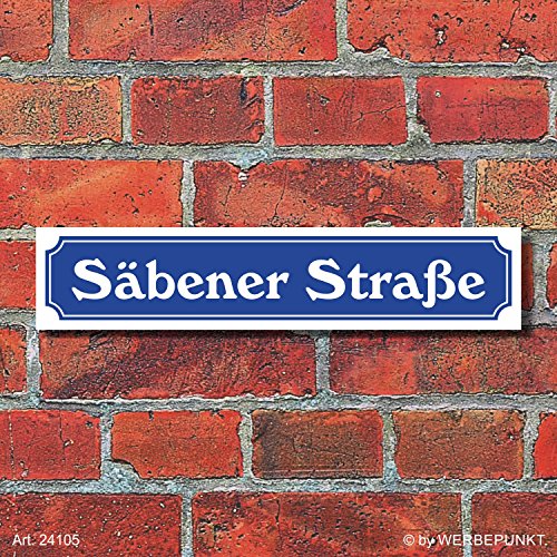 Schild im Straßenschild-Design "Säbener Straße" - 3 mm Alu-Verbund - 52 x 11 cm