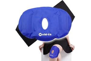 WORLD-BIO Genou Sac Gel Glace avec Sangles élastiques, Compresse Froide Chaude Réutilisable Souple pour Douleur Articulaire, Les blessures sportives, Douleur Arthritique, les Maux, bursite, tendinite, etc