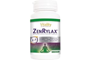 ‎VITALITY NUTRITIONALS ZenRylax I Innovativer Stress-Control Komplex I Dauerstress & Erschöpfung Starke Nerven Anti Stress I 60 Kapseln I Rhodiola Rosea Ashwagandha Folsäure I Vitality Nutritionals by VitaminExpress