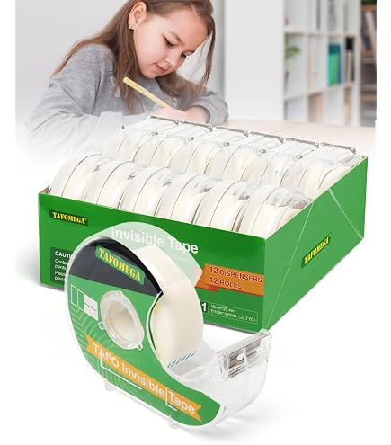 MJUNM Clear Tape Refill Rolls - 16 Pack, 3/4 Inch Wide, Hand Tearable, For Office, School, Gift Wrapping & Home Use