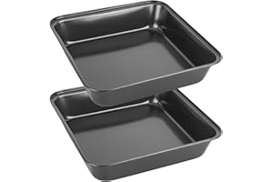 CTDMJ Lot de 2 plats à gratin carrés, rectangulaires, en acier inoxydable, antiadhésifs, pour gâteaux, brownies et rôtis, sains et durables, résistants à la rouille et faciles à nettoyer, 20 cm