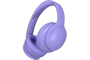 DOQAUS Auriculares Inalámbricos Bluetooth V5.3, 90 Hrs de Reproducción Auriculares Inalambricos Diadema con 3 Modos EQ, HiFi Estéreo,Auriculares Cascos con Micrófono para Móviles/TV/PC-Morado