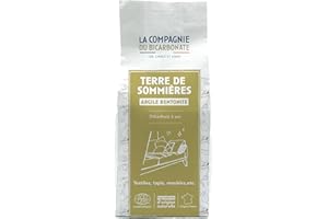 Terre de Sommières 1kg - Sachet Kraft, Écoresponsable, Détachant Naturel Textile, Tapis - Argile Bentonite Ultra-Absorbante - Multi-Usages Maison - Enleve Tache- La compagnie du Bicarbonate