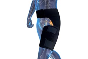 VKWE Hip Support For Men and Women, Thigh Support Brace Groin Sciatic Belt for Sciatica Pain Relief, Hamstring Groin Compression Sleeve Wrap for Pulled Groin Sciatic Nerve Pain Hamstring Injury (Black)