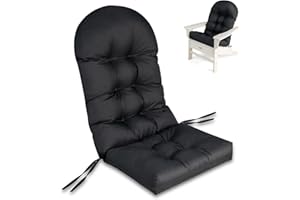 RELAX4LIFE Patio Chair Cushion for Adirondack, High Back Rocking Chair Cushion with Fixing Straps, Outdoor Garden Seat Back Chair Cushion (Black)