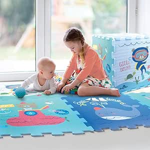 Des 10 Mois Ludi Puzzle Geant Aux Motifs Geometriques Ref Tapis De Sol Epais Pour L Eveil De Bebe Lot De 6 Dalles Puzzles Jeux Et Jouets Dwteam In
