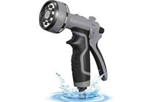 HMIL-U Hose Pipe Spray Gun,Upgrade Garden Hose Spray Gun,8 Adjustable Watering Patterns Garden Hose Nozzles & Spray Guns, Hose Nozzle Suitable for Watering Plants/Washing Cars/Showering Pets(Grey)