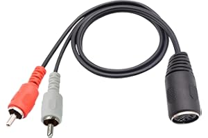 zdyCGTime Din 7 broches vers RCA Câble d'extension,Connecteur MIDI 7 broches 1 femelle à 2 RCA Mâle-adaptateur,Compatible avec Bang & Olufsen, Naim, systèmes stéréo quad (0.5 M/1.6Pied)